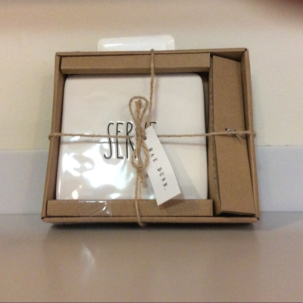 Rae Dunn SERVE Ceramic Cheese Trivet Set